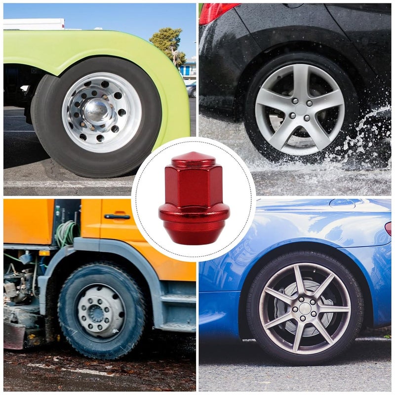 Red 14x1 5mm Solid Wheel Lug Nut Caps Compatible with Ford Edge Sports Car - Image 3